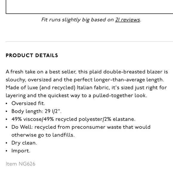 Madewell Caldwell Double Breasted Blazer in Hedden Plaid NG626 - Picture 5 of 8